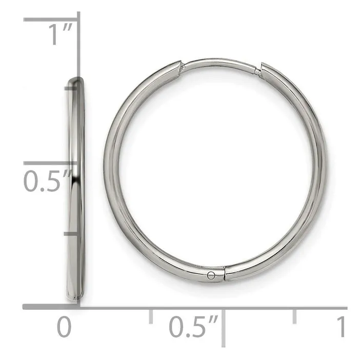 Earrings Chisel Stainless Steel Polished 16mm Hinged Hoop Earrings