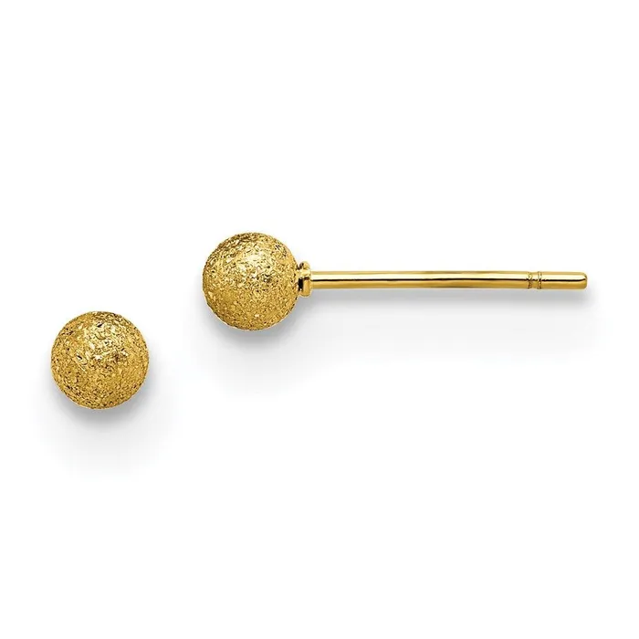 Earrings Chisel Stainless Steel Polished Laser cut Yellow IPplated 4mm Ball Post Earrings Earrings Chisel Stainless Steel Polished Laser cut Yellow IPplated 4mm Ball Post Earrings