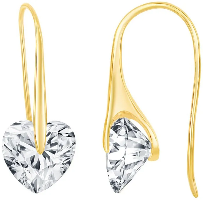 Earrings Classic Classic Womens Earrings Gold Plated Heart Shape White CZ Frenchwire D7875GP Earrings Classic Classic Womens Earrings Gold Plated Heart Shape White CZ Frenchwire D7875GP