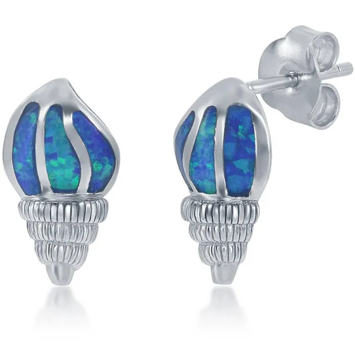 Earrings Classic Womens Necklace and Earrings Set Sterling Blue Opal Sea Shell SET572 Earrings Classic Womens Necklace and Earrings Set Sterling Blue Opal Sea Shell SET572