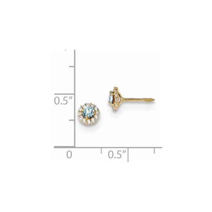 Earrings Madi K Kids 14k Polished Blue and Clear CZ Post Earrings Jewelry