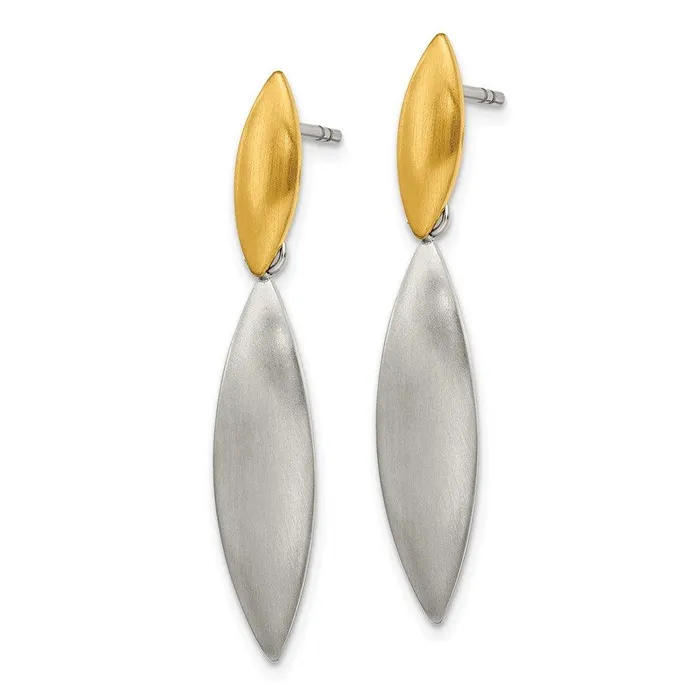 Earrings Stainless Steel Brushed Yellow IPplated Post Dangle Earrings Chisel Earrings Stainless Steel Brushed Yellow IPplated Post Dangle Earrings Chisel