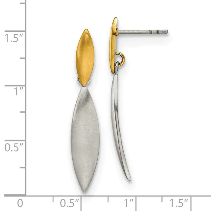 Earrings Stainless Steel Brushed Yellow IPplated Post Dangle Earrings Chisel Earrings Stainless Steel Brushed Yellow IPplated Post Dangle Earrings Chisel