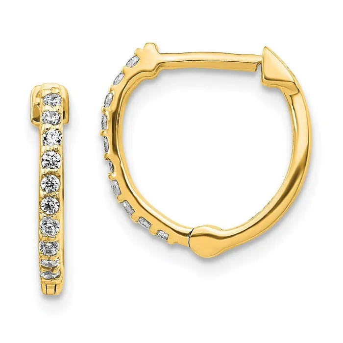 Jewelry Earrings 14k Diamond Hinged Hoop Earrings