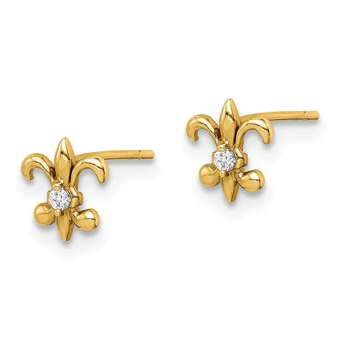 Jewelry Madi K Kids 14k CZ Fleur De Lis Post Earrings Earrings Jewelry Madi K Kids 14k CZ Fleur De Lis Post Earrings Earrings
