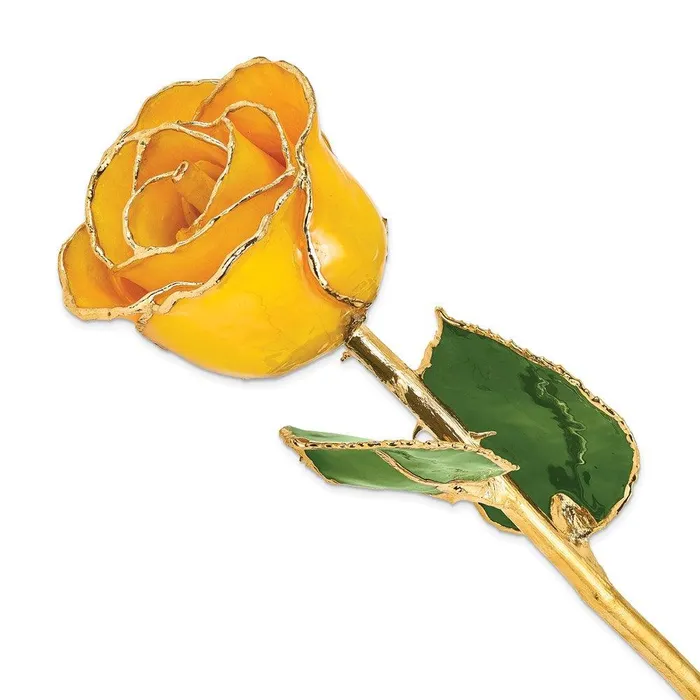 Lacquer Dipped Gold Trim Saffron Rose Jewelry Earrings