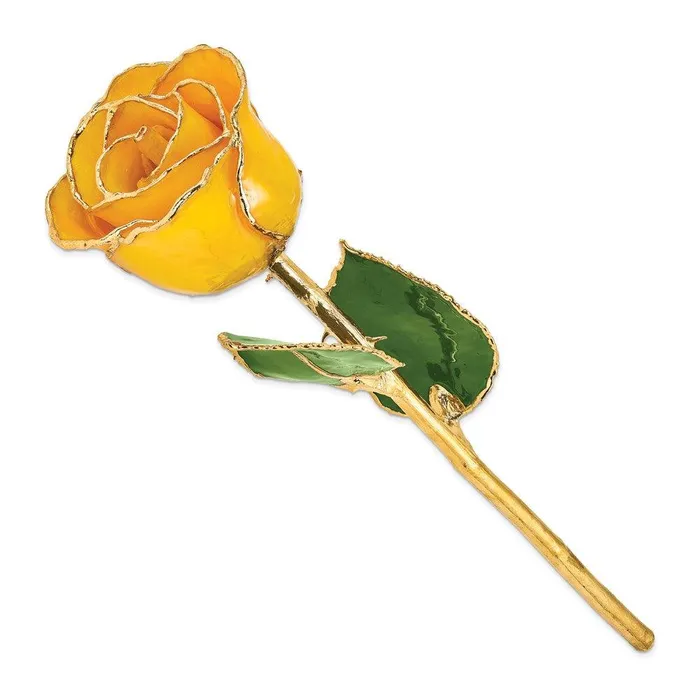 Lacquer Dipped Gold Trim Saffron Rose Jewelry Earrings
