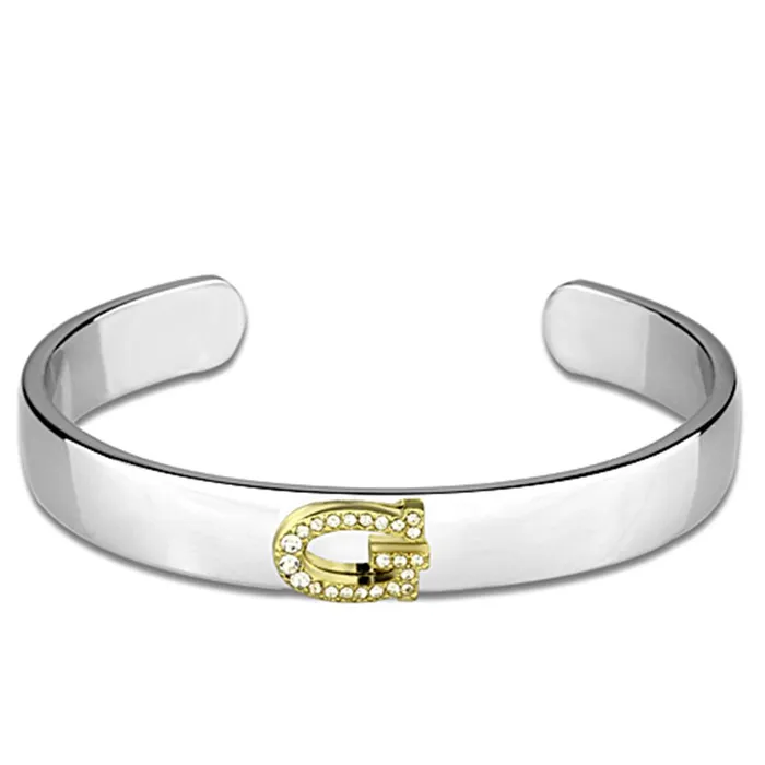 LO3617 Reverse TwoTone White Metal Bangle with Top Grade Crystal in Clear Alamode Rings LO3617 Reverse TwoTone White Metal Bangle with Top Grade Crystal in Clear Alamode Rings