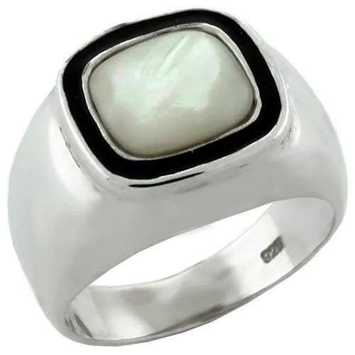 LOAS1083 HighPolished 925 Sterling Silver Ring with Synthetic Jade in White Alamode Rings LOAS1083 HighPolished 925 Sterling Silver Ring with Synthetic Jade in White Alamode Rings