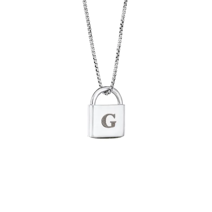 Lock Cremation Necklace in 14K White Gold closebymejewelry Necklaces