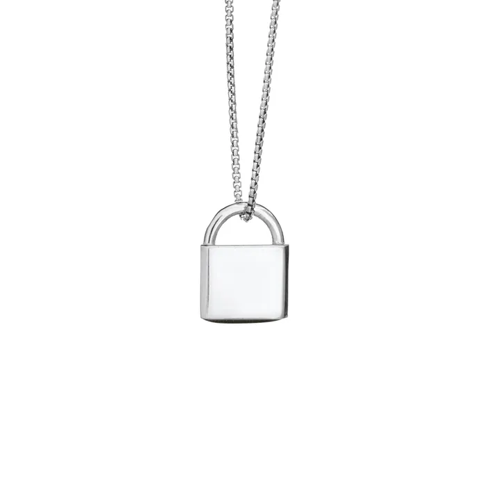 Lock Cremation Necklace in 14K White Gold closebymejewelry Necklaces