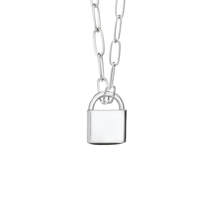 Lock Cremation Necklace in 14K White Gold closebymejewelry Necklaces
