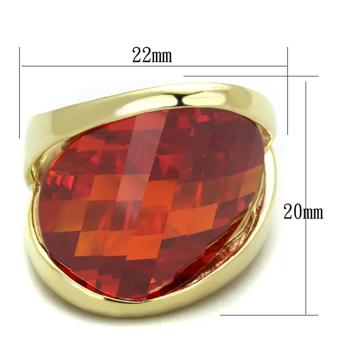 LOS828 Gold 925 Sterling Silver Ring with AAA Grade CZ in Orange Alamode Rings