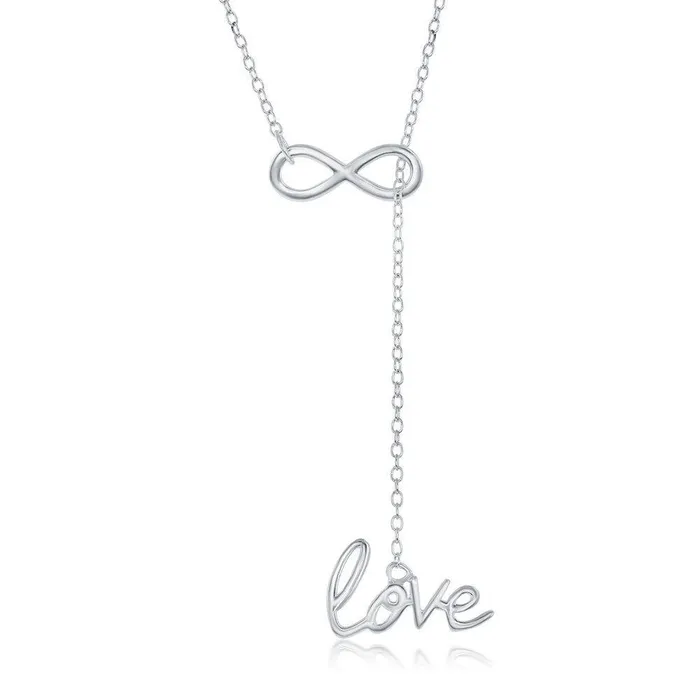 Necklaces Classic Sterling Silver Infinity with Hanging Love Necklace