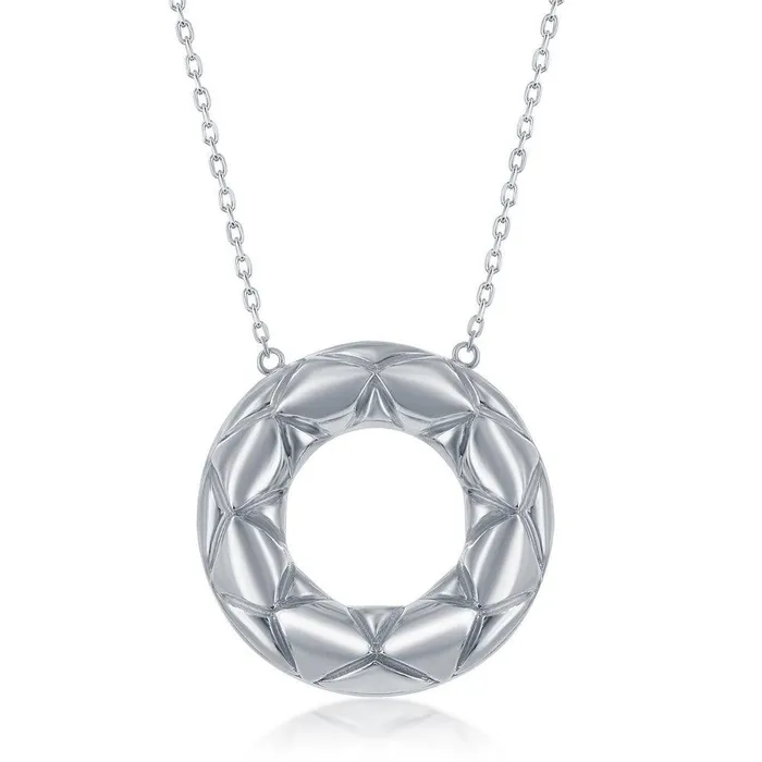 Necklaces Classic Sterling Silver Textured Open Circle Necklace