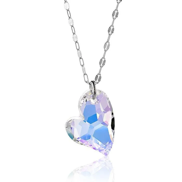 Necklaces Sterling Silver Large AB Heart Swarovski Necklace Classic