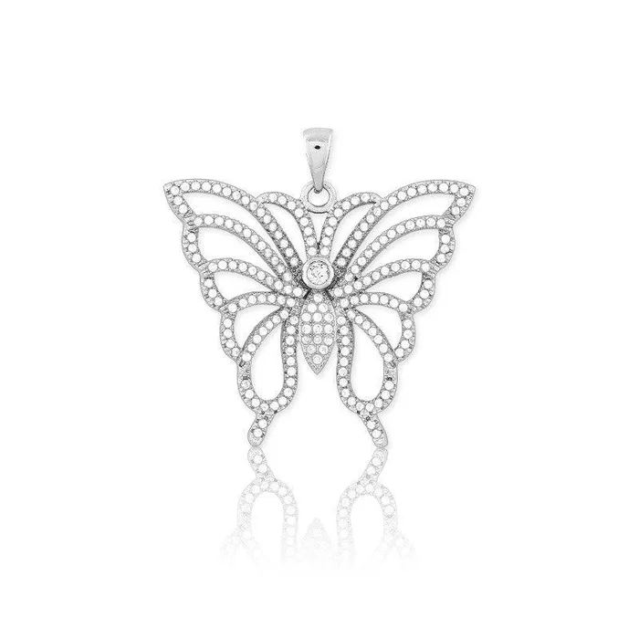 Necklaces Sterling Silver Large Butterfly Pendant Chain Classic