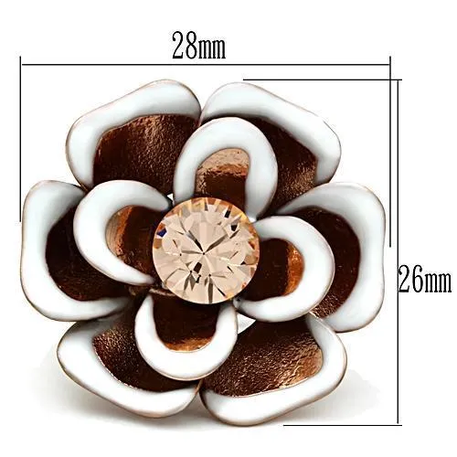 Rings Alamode GL247 IP Rose GoldIon Plating Brass Ring with Top Grade Crystal in Light Peach