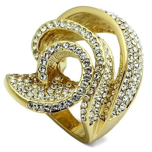 Rings Alamode LO2472 Gold Brass Ring with Top Grade Crystal in Light Smoked Rings Alamode LO2472 Gold Brass Ring with Top Grade Crystal in Light Smoked