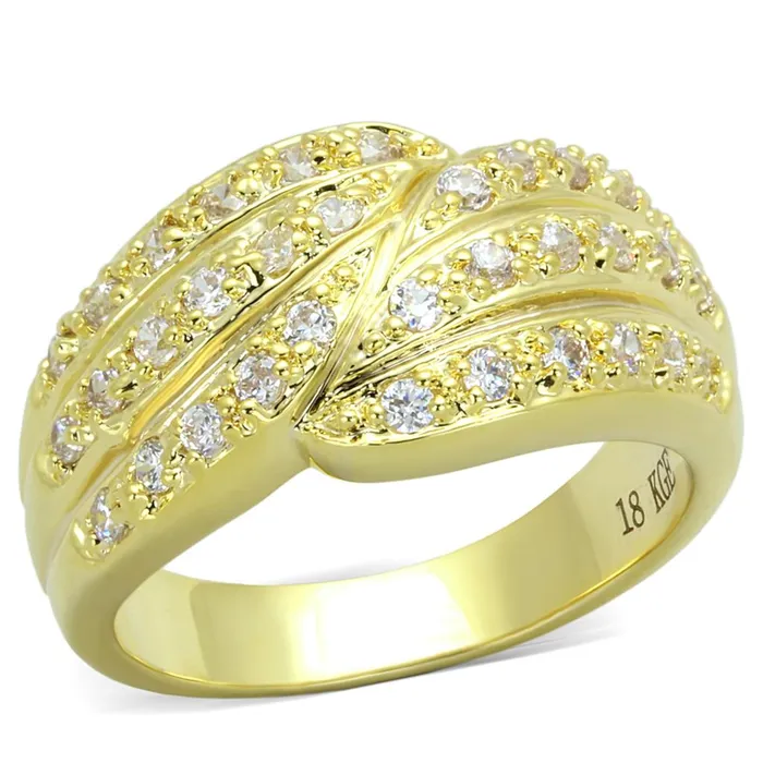 Rings Alamode LO3402 Gold Brass Ring with AAA Grade CZ in Clear