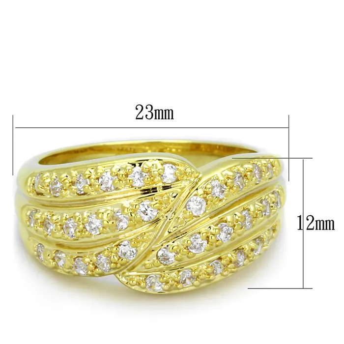 Rings Alamode LO3402 Gold Brass Ring with AAA Grade CZ in Clear