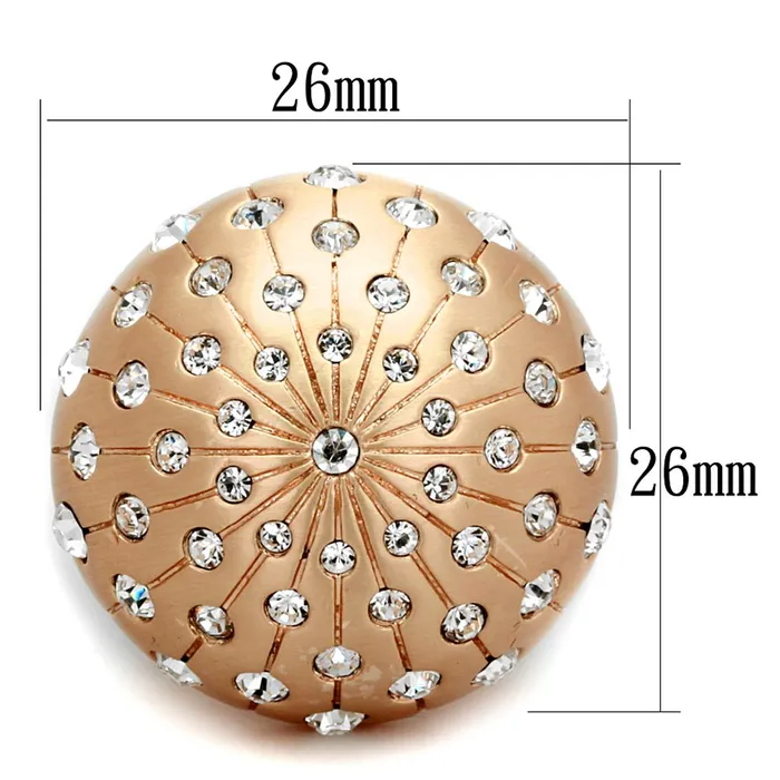 Rings Alamode LO3514 Rose Gold Brass Ring with Top Grade Crystal in Clear