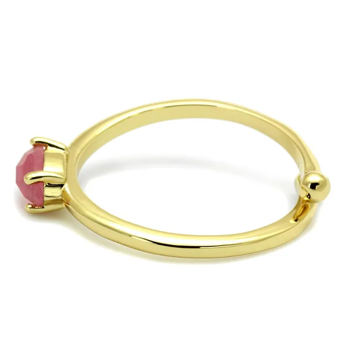 Rings Alamode LO4069 Flash Gold Brass Ring with Synthetic Cat Eye in Rose