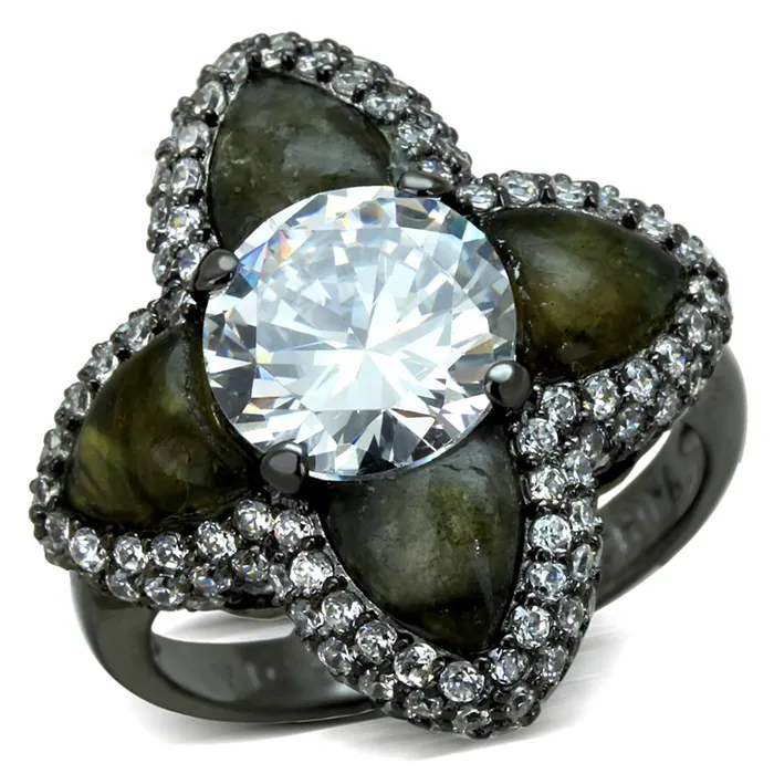 Rings Alamode LOS836 Ruthenium 925 Sterling Silver Ring with AAA Grade CZ in Clear