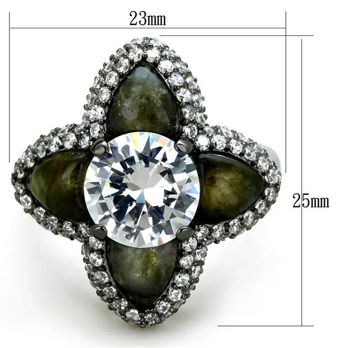 Rings Alamode LOS836 Ruthenium 925 Sterling Silver Ring with AAA Grade CZ in Clear
