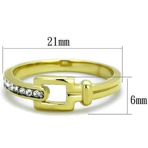 Rings Alamode TK2164 TwoTone IP Gold Ion Plating Stainless Steel Ring with Top Grade Crystal in Clear