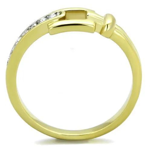 Rings Alamode TK2164 TwoTone IP Gold Ion Plating Stainless Steel Ring with Top Grade Crystal in Clear
