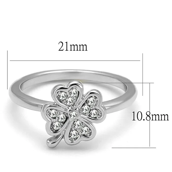 Rings LO3988 Rhodium Brass Ring with Top Grade Crystal in Clear Alamode
