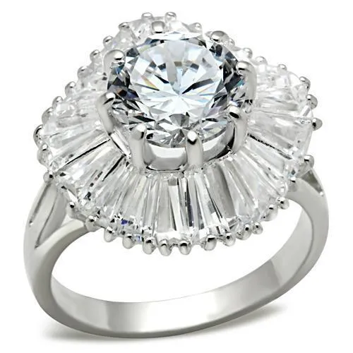 Rings SS020 Silver 925 Sterling Silver Ring with AAA Grade CZ in Clear Alamode