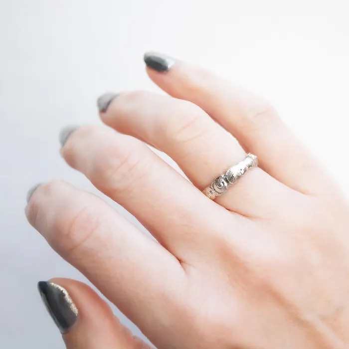 Rings White Gold Urchin Bubbles Band Lauren Wolf Jewelry