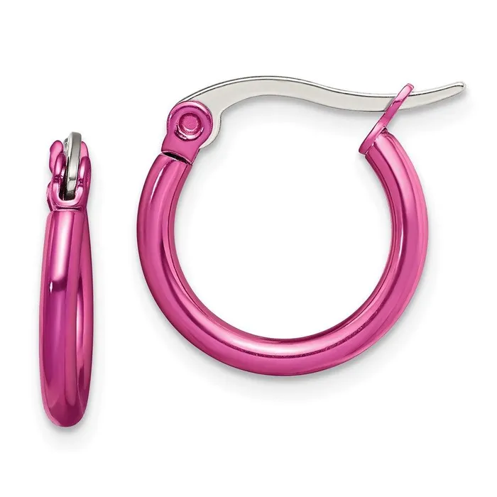 Stainless Steel Pink IP plated 155mm Hoop Earrings Chisel Earrings