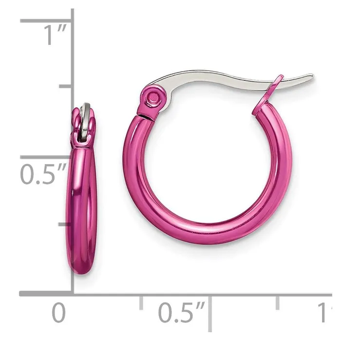 Stainless Steel Pink IP plated 155mm Hoop Earrings Chisel Earrings Stainless Steel Pink IP plated 155mm Hoop Earrings Chisel Earrings