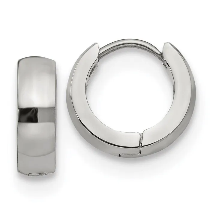 Stainless Steel Polished 40mm Hinged Hoop Earrings Chisel Earrings