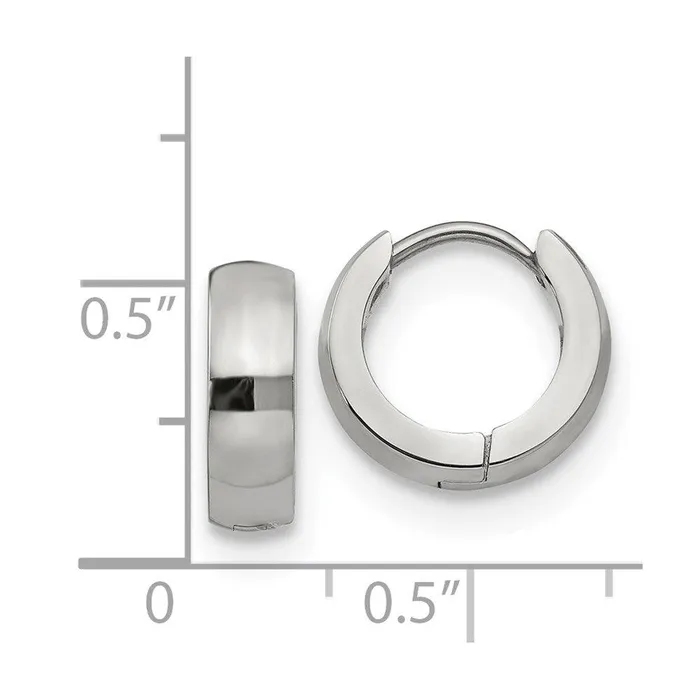 Stainless Steel Polished 40mm Hinged Hoop Earrings Chisel Earrings