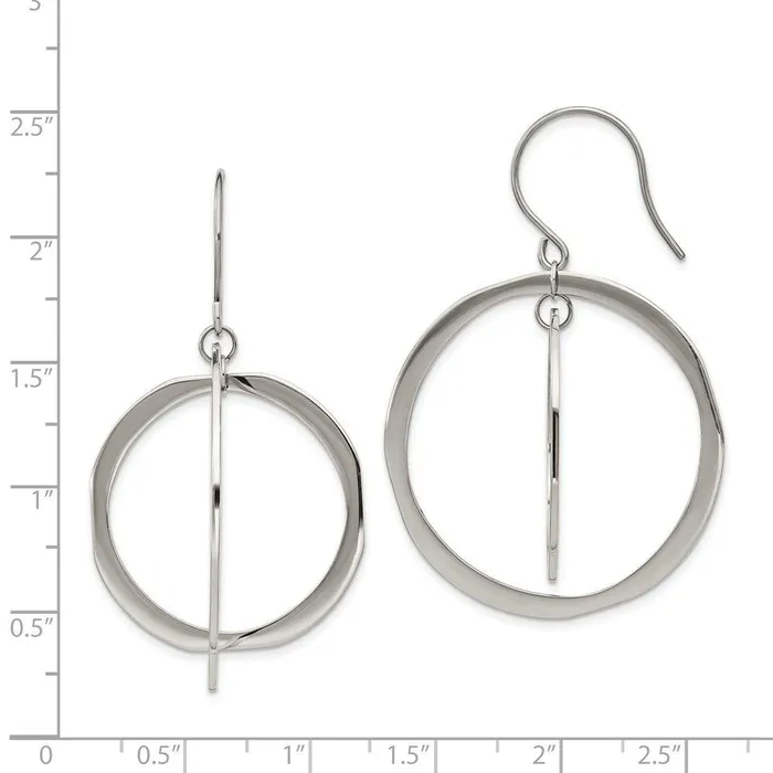 Stainless Steel Polished Circles Dangle Shepherd Hook Earring Chisel Earrings Stainless Steel Polished Circles Dangle Shepherd Hook Earring Chisel Earrings
