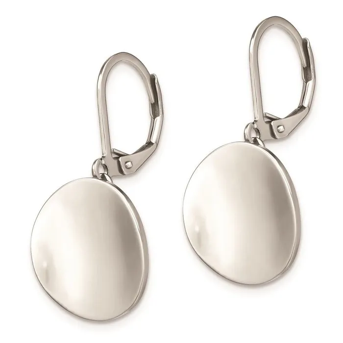 Stainless Steel Polished Curved Disk Leverback Dangle Earrings Chisel Earrings Stainless Steel Polished Curved Disk Leverback Dangle Earrings Chisel Earrings