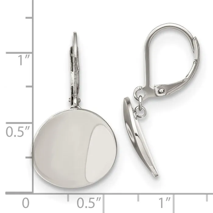 Stainless Steel Polished Curved Disk Leverback Dangle Earrings Chisel Earrings Stainless Steel Polished Curved Disk Leverback Dangle Earrings Chisel Earrings