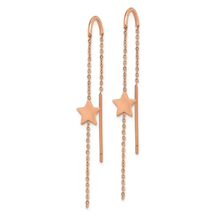 Stainless Steel Polished Rose IPplated Star Threader Earrings Chisel Earrings Stainless Steel Polished Rose IPplated Star Threader Earrings Chisel Earrings