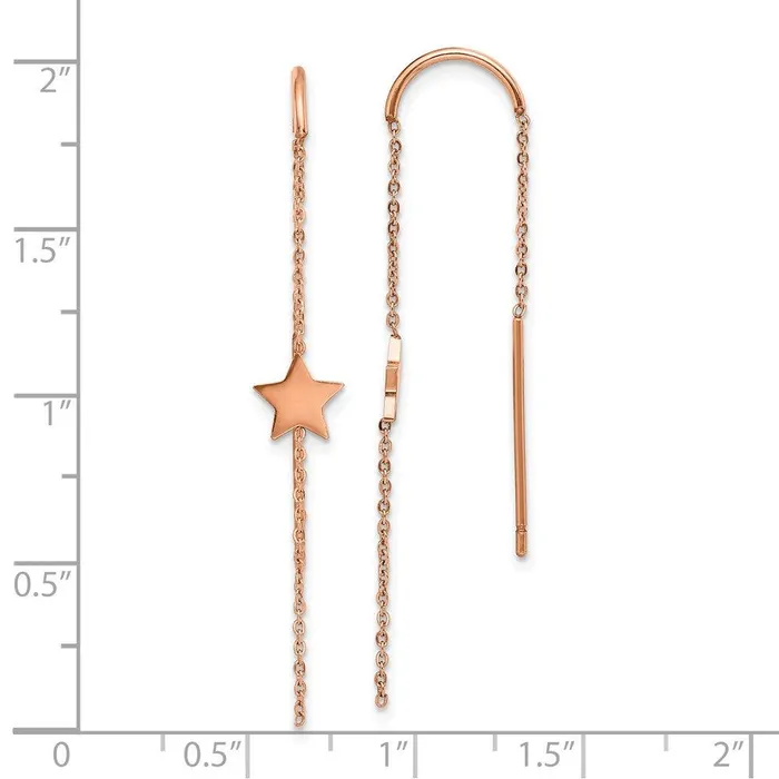 Stainless Steel Polished Rose IPplated Star Threader Earrings Chisel Earrings Stainless Steel Polished Rose IPplated Star Threader Earrings Chisel Earrings