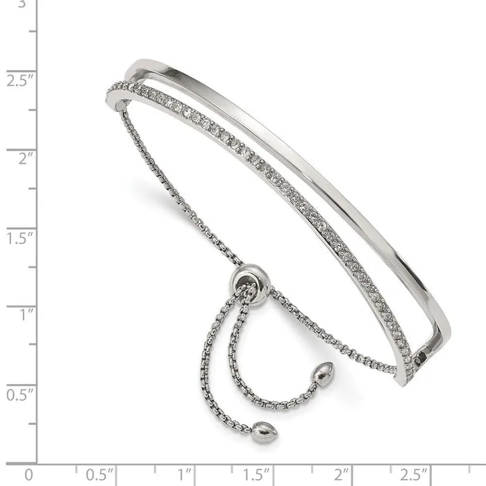 Stainless Steel Polished with Crystals from Swarovski Adjustable Bangle Chisel Bracelets Stainless Steel Polished with Crystals from Swarovski Adjustable Bangle Chisel Bracelets