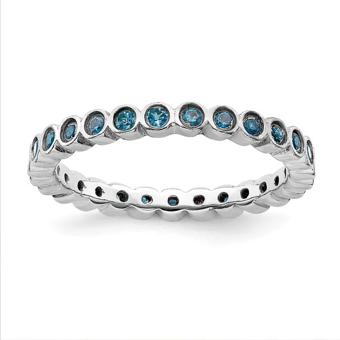 Sterling Silver Stackable Expressions Blue Topaz Ring QSK373 Stackable Expressions Rings Sterling Silver Stackable Expressions Blue Topaz Ring QSK373 Stackable Expressions Rings