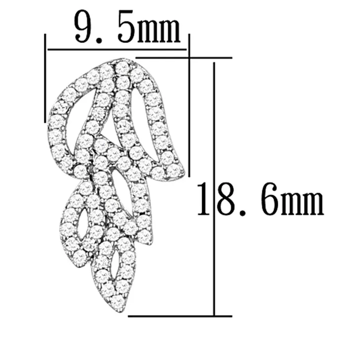 TS117 Rhodium 925 Sterling Silver Earrings with AAA Grade CZ in Clear Alamode Earrings
