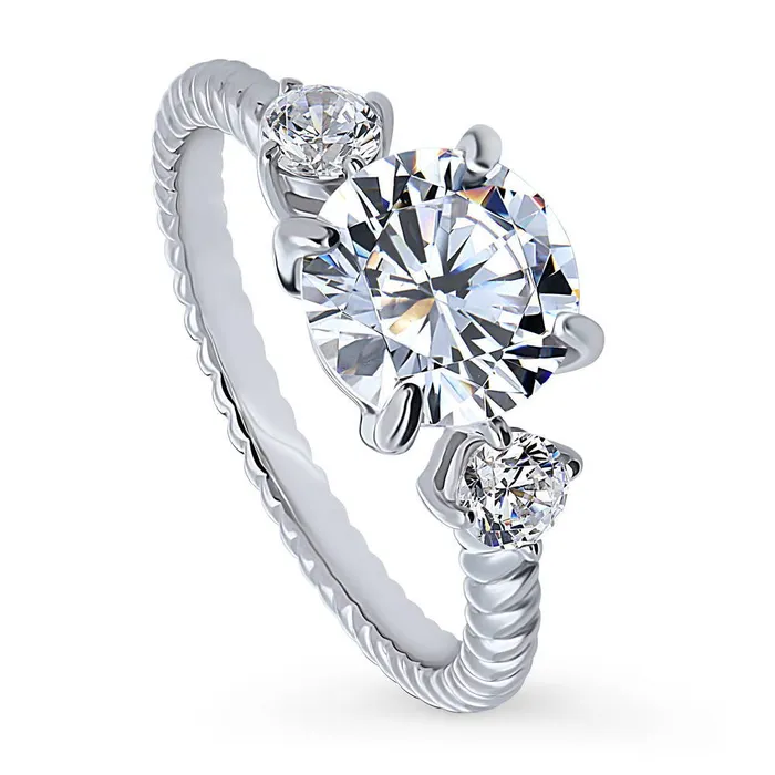 3Stone Woven 2ct CZ Ring in Sterling Silver BERRICLE Rings