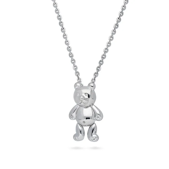 Bear CZ Pendant Necklace in Sterling Silver BERRICLE Necklaces