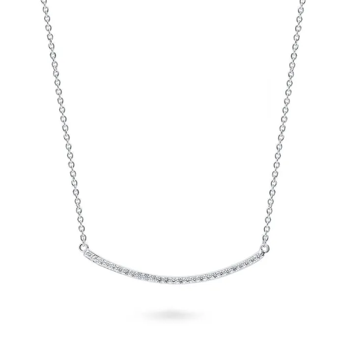 BERRICLE Necklaces Bar CZ Pendant Necklace in Sterling Silver