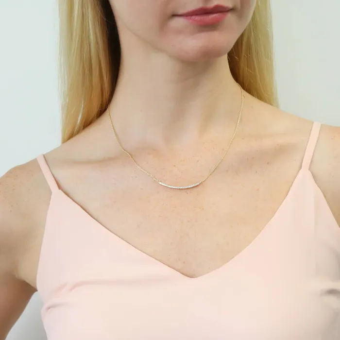 BERRICLE Necklaces Bar CZ Pendant Necklace in Sterling Silver